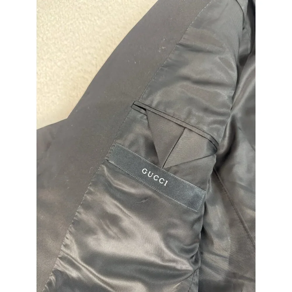Gucci Men's Formal 3 Buttons Black‎ Wool Mohair Jacket  Size 48